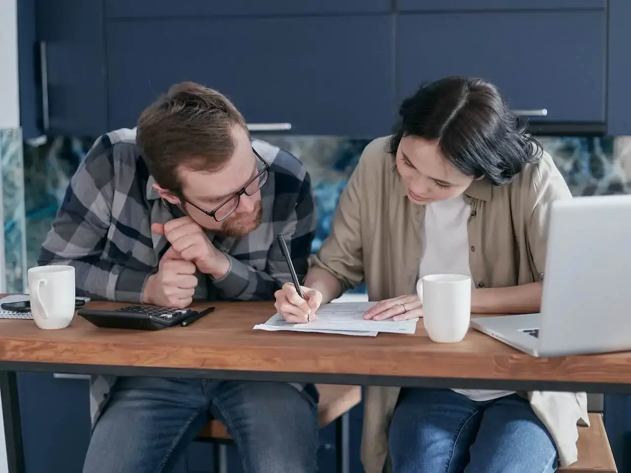 Couple deciding on home budget