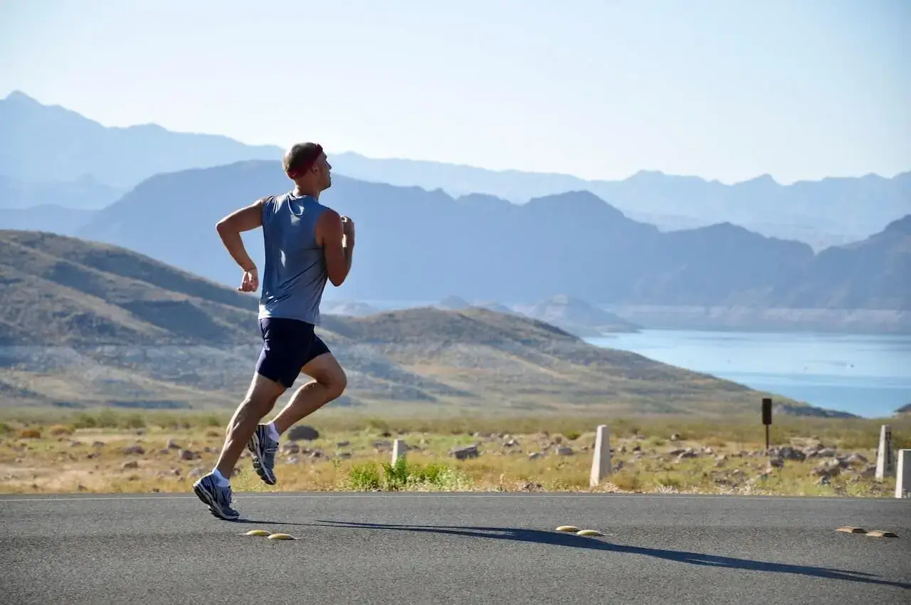 Man running on the road