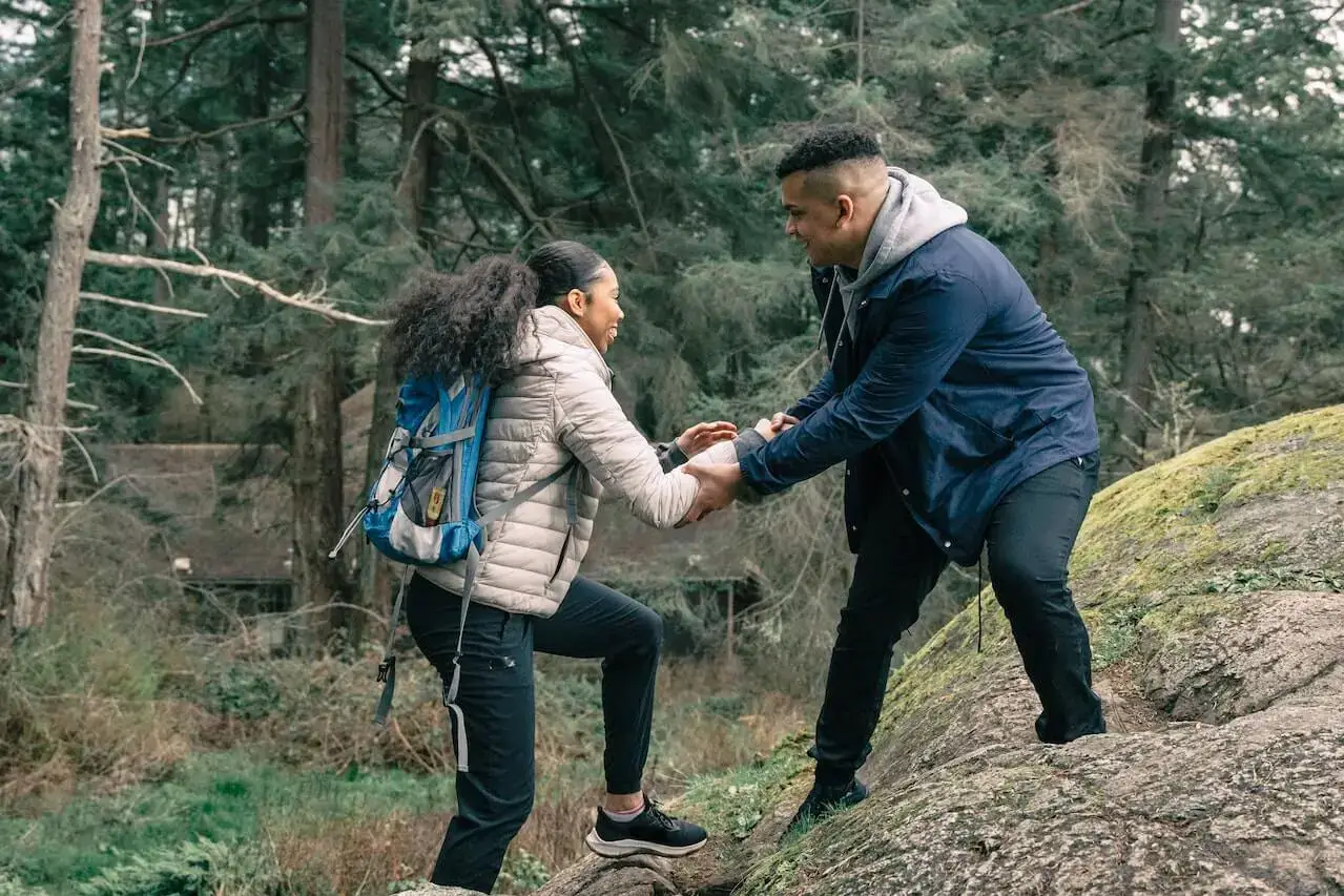 Friends hiking in nature